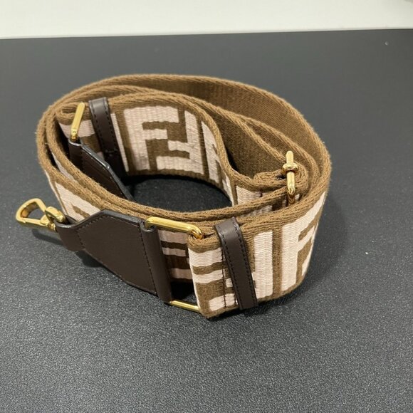 Fendi Timeless Strap Hazelnut Fabric Shoulder Strap (JB1237) - Picture 1 of 5